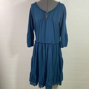 Matilda Jane Dress Women Size XL Navy Drop Waist Line Loose Fit